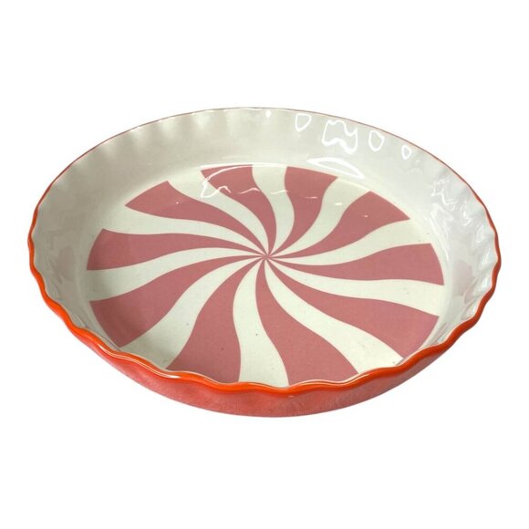 Potter's Studio Peppermint Swirl Christmas Pie Dish Baking Serving Plate Holiday - Picture 4 of 6